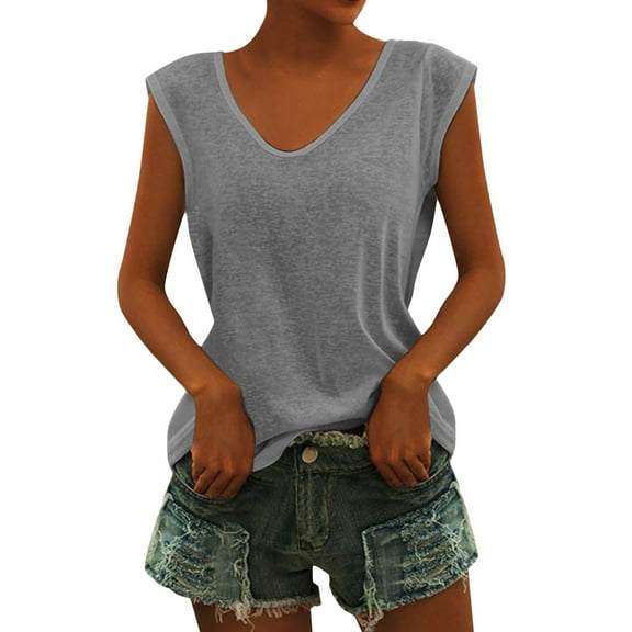 Women's T-Shirts Casual Cap Sleeve Loose Fit Basic Shirts and Tank Tops for Everyday Wear