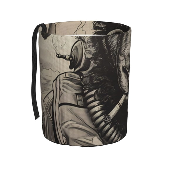 Honeii Vintage Ram Pilot Print Waterproof Car Trash Can,Waterproof Portable Collapsible Trash Can,Garbage Container fits Most Cars,SUVs,and Trucks