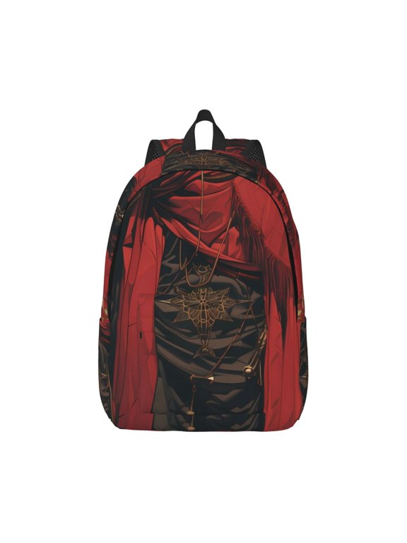 Vintage Rose Scepter Skull Print Canvas College Laptop Backpack, Durable Rucksack Travel Notebook Bag School Backpack Book Bag for Men Women-Small