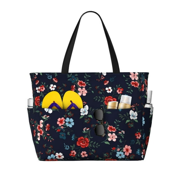 Honeii Vintage Rose for Tote Bag with Adjustable Strap,Beach Bag, Waterproof Sandproof Beach Tote Bag, Large Capacity Foldable Beach Bags
