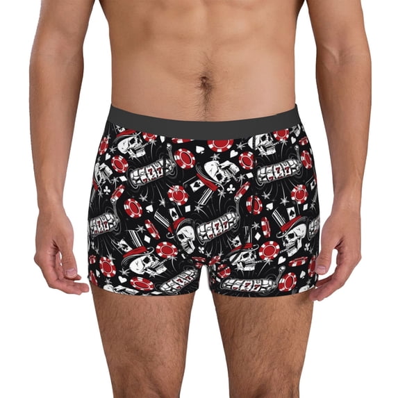 Honeii Vintage Skull Casino Men's Underwear Boxer Briefs Pack, ComfortSoft Boxer Brief for Men, Moisture-Wicking Breathable-Small