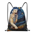 thumbnail image 1 of Honeii Vintage Starry Sky Labrador A Print Drawstring Backpack,Drawstring Bags String Backpack Gym Cinch Sack Backpack Sport Bag Draw-Medium, 1 of 6