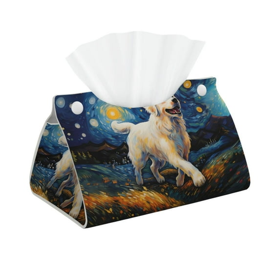 Honeii Vintage Starry Sky Labrador for Tissue Box Cover/Holder - Covers Rectangular Shaped Boxes with a Contemporary Finish - Designed with Modern PVC Leather