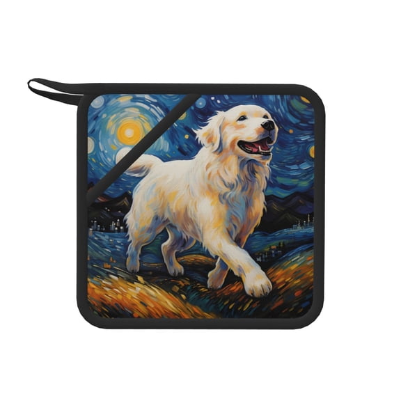 Honeii Vintage Starry Sky Labrador for Silicone Trivets for Hot Pots and Pans -Trivet Mat - Heat Resistant Silicone Trivet - Hot Plate Mats