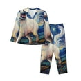thumbnail image 1 of Honeii Vintage Starry Sky Puppy print Women's Pajama Sets Long Sleeve Button Down Sleepwear Nightwear Soft Pjs Lounge Sets-Large, 1 of 7