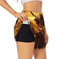thumbnail image 1 of Honeii Vintage Sunflower Cow A print a double-layered women's running short, ideal for gym, tennis, and various activities, complete with a practical pocket-X-Large, 1 of 1