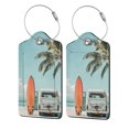 thumbnail image 1 of Honeii Vintage Surf Van Beach Print Leather Luggage Tag for Suitcases,ID Tags,Bag Tags for Luggage,Functional Travel Tag-1, 1 of 5