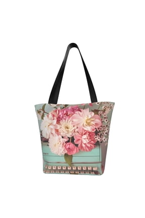 Vintage Typewriter Floral Print Women Top Handle Satchel Handbags,Fashion Handbag,Messenger Tote Bag Purse for Women,Shoulder Bag Handbag for Travel, Work