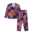 thumbnail image 1 of Honeii Vintage USA Flag Print Women's Pajama Sets Long Sleeve Button Down Sleepwear Nightwear Soft Pjs Lounge Sets 2PCS-X-Large, 1 of 7