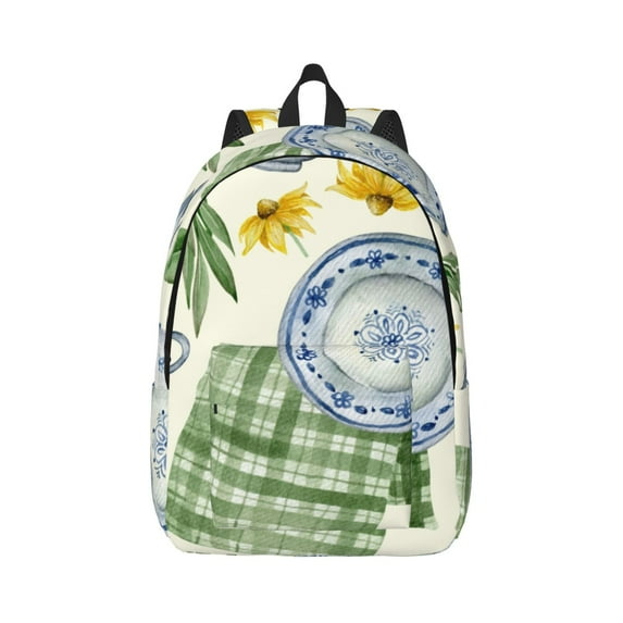 Honeii Vintage Utensils Print Canvas College Laptop Backpack, Durable Rucksack Travel Notebook Bag School Backpack Book Bag for Men Women-Medium