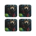 thumbnail image 1 of Honeii Vintage Wolf Warrior print Leather Coaster Set of 4, ideal for safeguarding your furniture from drinks spills and effortless cleanup-Square, 1 of 6