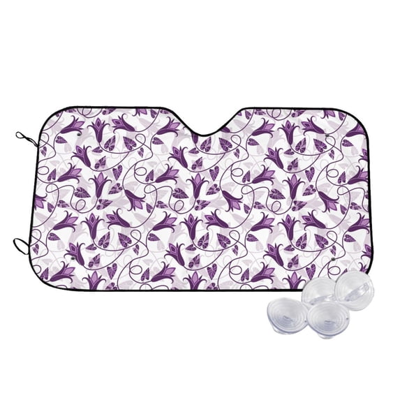 Honeii Violets Flowers Print Car Sunshade for Windshield,Car Cover Sunshade Protector,Foldable Front Window Sun Visor,Fits Cars, SUVs, Trucks