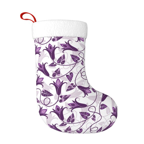 Honeii Violets Flowers for Christmas Stocking,Large Xmas Stocking,Holiday and Family Stocking for Fireplace Christmas Holiday Party Decoration