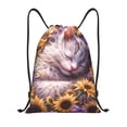 thumbnail image 1 of Honeii Warm Sunflower Sleeping Cat Print Drawstring Backpack,Drawstring Bags String Backpack Gym Cinch Sack Backpack Sport Bag Draw-Small, 1 of 6