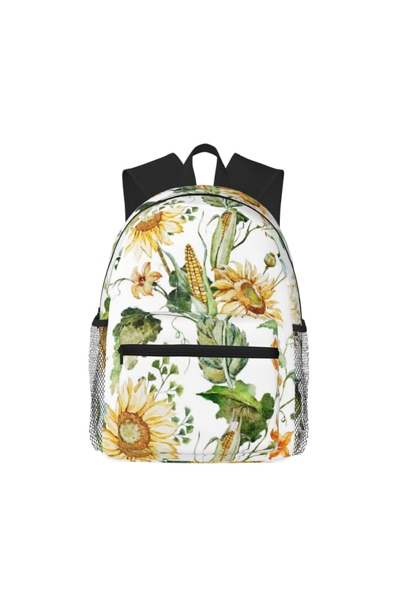 Watercolor Bright Sunflowers Print School Backpack,Casual Lightweight Travel Rucksack Daypack,Backpacks for College High