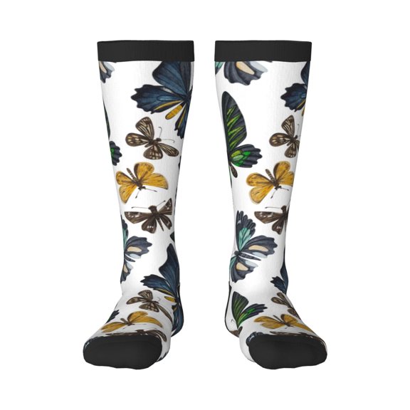 Honeii Watercolor Butterflies Print Long Socks,Novelty Design Socks Gift for Men and Women,Crew Socks,Calf Socks