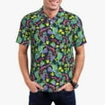thumbnail image 1 of Honeii Watercolor Cactuses print Polo Shirt, a classic short-sleeved, button-down golf shirt designed for menSmall, 1 of 6