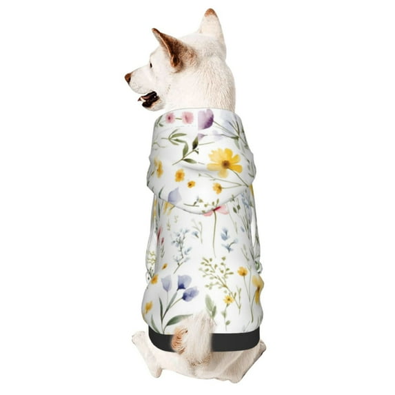 Honeii Watercolor Floral A Print Small Dog Hoodies Pet Hooded Sweatshirts Fall Winter Puppy Cat Sweaters Warm Clothes for Small Dogs Outfits Costume-Small