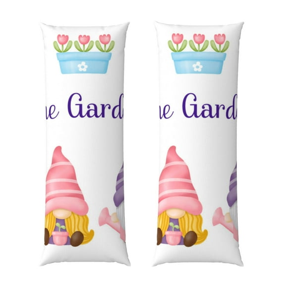 Honeii Watercolor Gnome Garden Print Long Body Pillowcase 20x54 in,Body Pillow Cover with Zipper,Large Body Pillowcase,Soft Bed Decorative