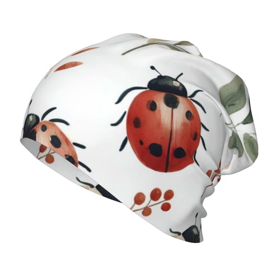 Honeii Watercolor Ladybug Print Kids Knit Beanie Watch Hat ,Knit Cap for Boys and Girls