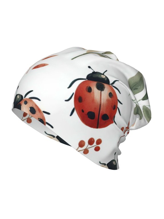 Watercolor Ladybug Print Kids Knit Beanie Watch Hat ,Knit Cap for Boys and Girls