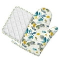 thumbnail image 1 of Honeii Watercolor Leaves patten Oven Mitts and Pot Holders Sets, Baker Oven Mitts, Mittens for Kitchen Decor, Baking Lover over Gloves Gifts, 1 of 7