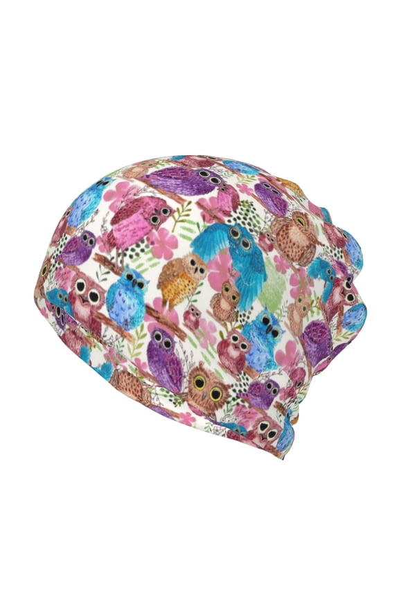 Watercolor Owl Print Winter Beanie Daily Hat - Thermal Polar Fleece Ski Running Hat Skull Cap for Men and Women,Beanie
