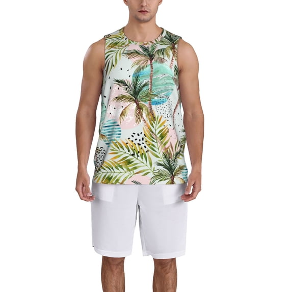 Honeii Watercolor Palm Tree print basktball shirt for men and women, Unisex basketball jersey for Theme party-XX-Large