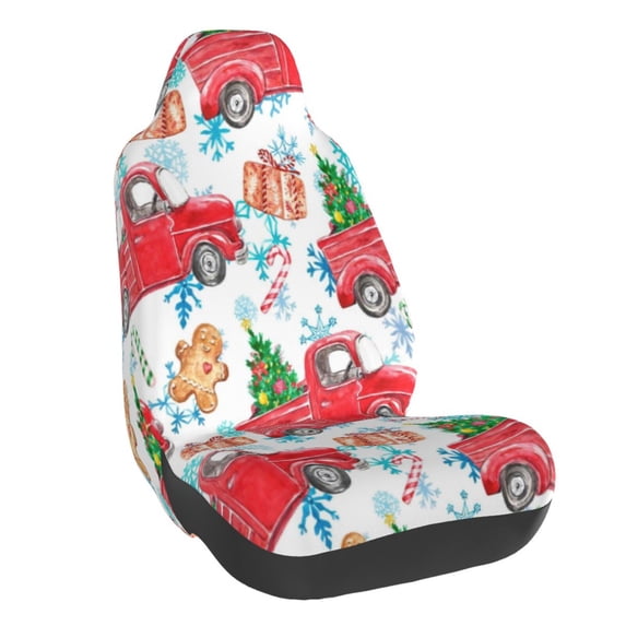 Honeii Watercolor Red Truck And Fir Tree Print Car Seat Cover,Car Interior Covers,Universal Fit Seat Protector, Compatible with Most Cars, SUVs, Trucks, and Vans
