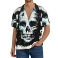 thumbnail image 1 of Honeii Watercolor Skull for Men's Short-Sleeved Button-Up Collared Shirt Featuring A Pocket, Perfect for Beach Vacations, And Travel Adventures.-Small, 1 of 5