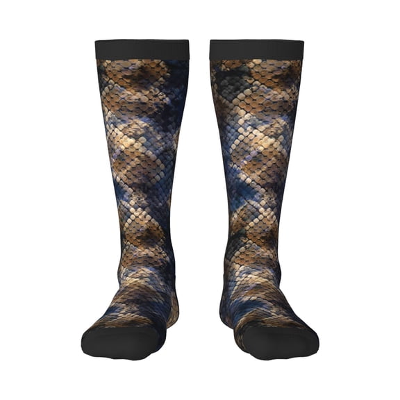 Honeii Watercolor Snake Skin Print Long Socks,Novelty Design Socks Gift for Men and Women,Crew Socks,Calf Socks