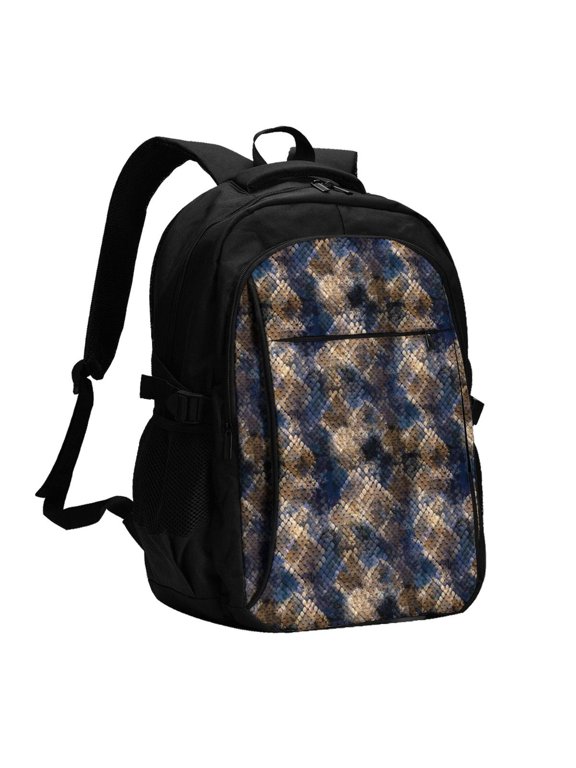 Watercolor Snake Skin for Travel Laptop Backpack, Business Laptops Backpack with USB Charging Port, College High School Computer Bag for Men Women