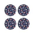 thumbnail image 1 of Honeii Watercolor Stars print Leather Coaster Set of 4, ideal for safeguarding your furniture from drinks spills and effortless cleanup-Round Shape, 1 of 6