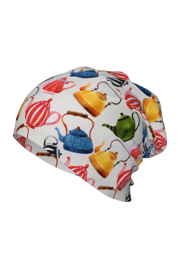 Watercolor Teapots Print Kids Knit Beanie Watch Hat ,Knit Cap for Boys and Girls