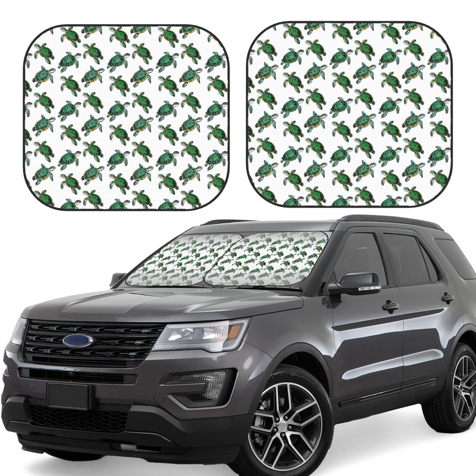 Sun Color Car Honeii Watercolor Turtle Print Foldable Car Sun Shade for Windshield, 2 ...