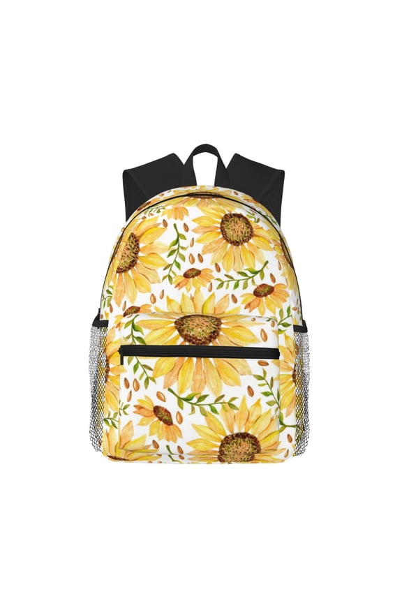 Watercolor With Sunflowers Print School Backpack,Casual Lightweight Travel Rucksack Daypack,Backpacks for College High