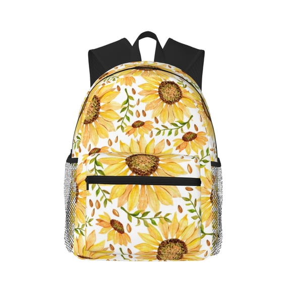 Honeii Watercolor With Sunflowers Print School Backpack,Casual Lightweight Travel Rucksack Daypack,Backpacks for College High