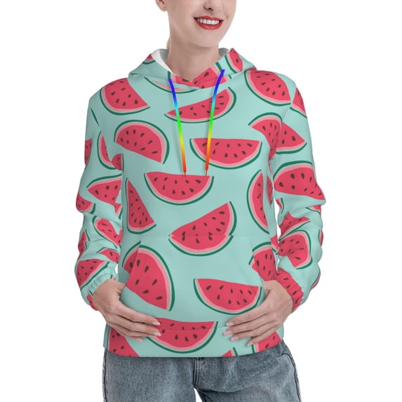 Honeii Watermelon Pattern Womens Oversized Hoodies Long Sleeve Sweatshirts Pullover Fall Outfits with Pocket-X-Large