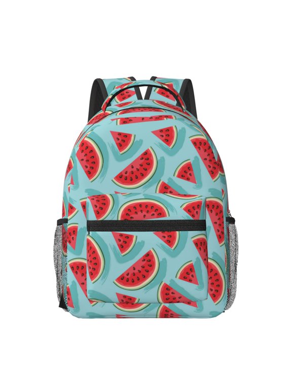 Watermelon Print Backpack for School,15.6 inch Laptop Back Pack for High School and College Students, Waterproof Computer Bookbag-One Size