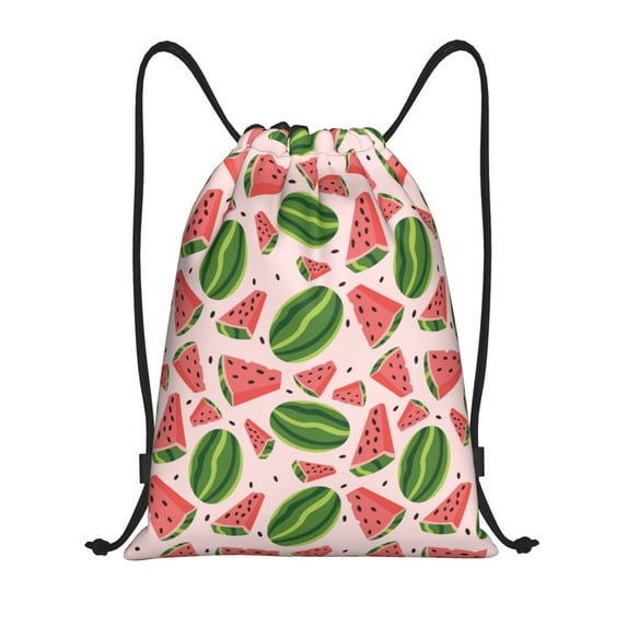 Honeii Watermelon Print Drawstring Backpack,Drawstring Bags String Backpack Gym Cinch Sack Backpack Sport Bag Draw-Small