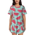 thumbnail image 1 of Honeii Watermelon for Women's Summer Pajama Set featuring Soft Short Sleeve Shirt & Matching Bottoms with Convenient Pockets for Relaxed Home Wear-Large, 1 of 6
