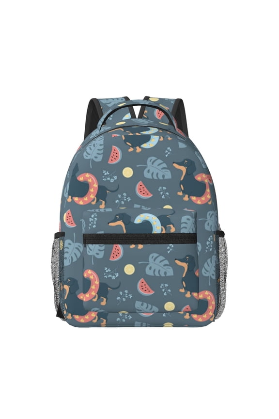 Watermelons Dachshunds Print Backpack for School,15.6 inch Laptop Back Pack for High School and College Students, Waterproof Computer Bookbag-One Size