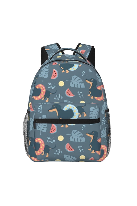 Watermelons Dachshunds Print Backpack for Both Men and Women, Basic Bookbag for College, Work, or Travel,Rucksack Computer Bag-One Size