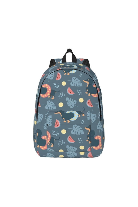 Watermelons Dachshunds Print Canvas College Laptop Backpack, Durable Rucksack Travel Notebook Bag School Backpack Book Bag for Men Women-Medium