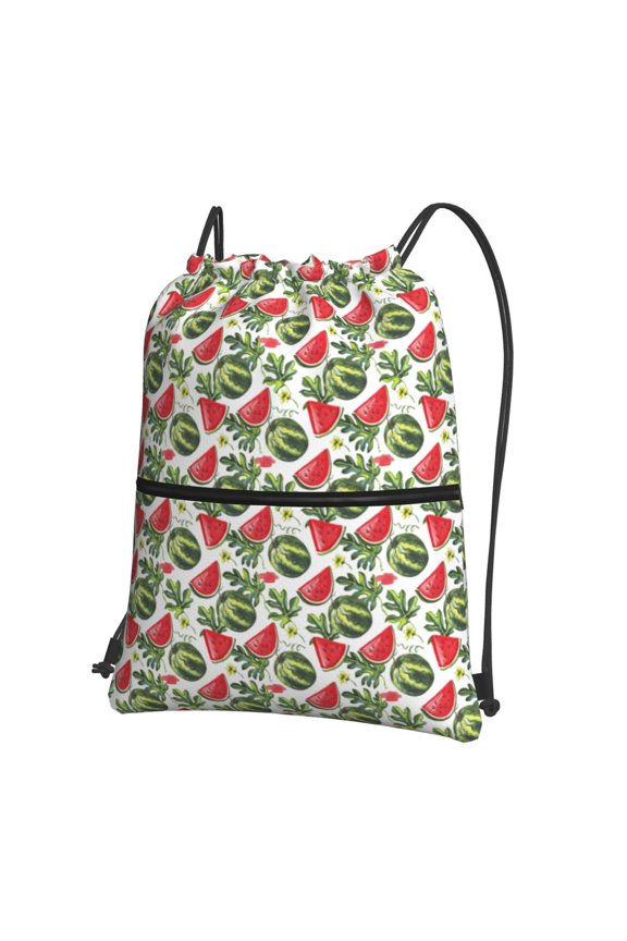 Watermelons Print Drawstring Backpack,String Bag,Sackpack Cinch Water Resistant Nylon for Gym Shopping Sport Yoga