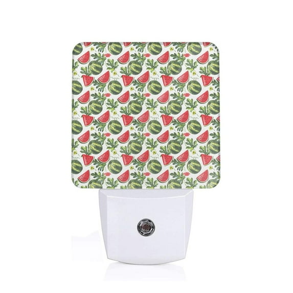 Honeii Watermelons Print LED Night Light with Light Sensor, Night Lights Plug Into Wall,Ideal for Bedrooms and Hallways-EU