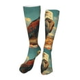 thumbnail image 1 of Honeii Western Desert Cactus Bald Eagle Print Calf Socks Sports Socks Seamless Toe, Trouser Socks,Knee High Long Socks for Women and Men-One Size, 1 of 8
