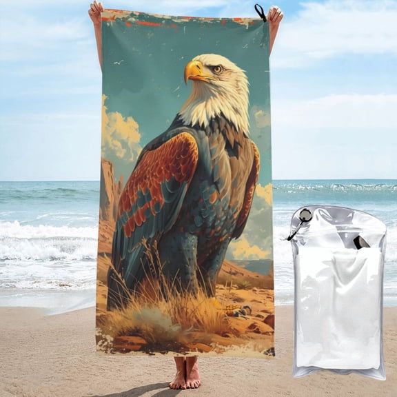 Honeii Western Desert Cactus Bald Eagle for Towels - Jumbo Bath Sheet - Highly Absorbent and Quick Dry Extra Large Bath Towel - Super Soft Quality Towel-27.5"x55"