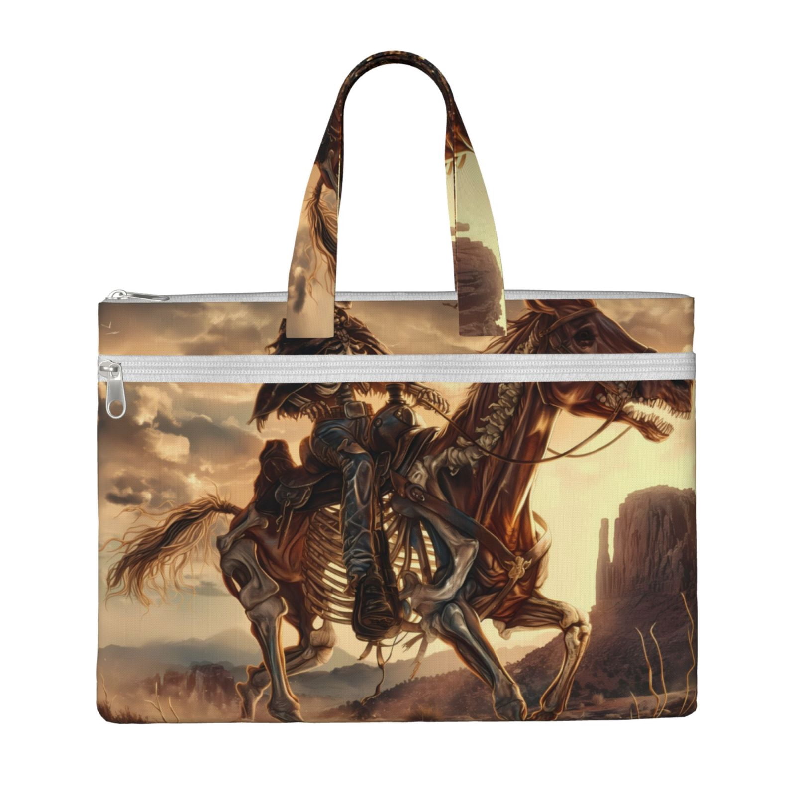 SUNFYCN Amarillo By Morning Tote Bag - Western Cowboy Canvas Grocery Bag, Reusable, X-Large (16.5x13.8 In), Beige - View #11