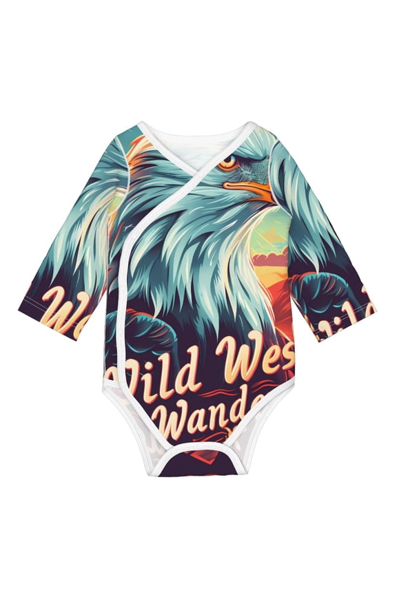 Western Style Bald Eagle for Baby Long Sleeve Bodysuits One-piece 100% Organic Cotton for Infant Baby Boys and Grils, Unisex-6 Months